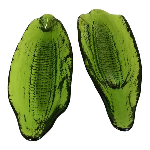 Indiana Glass Pair Of Corn On The Cob Holders Green Vintage EUC - Picture 7 of 10